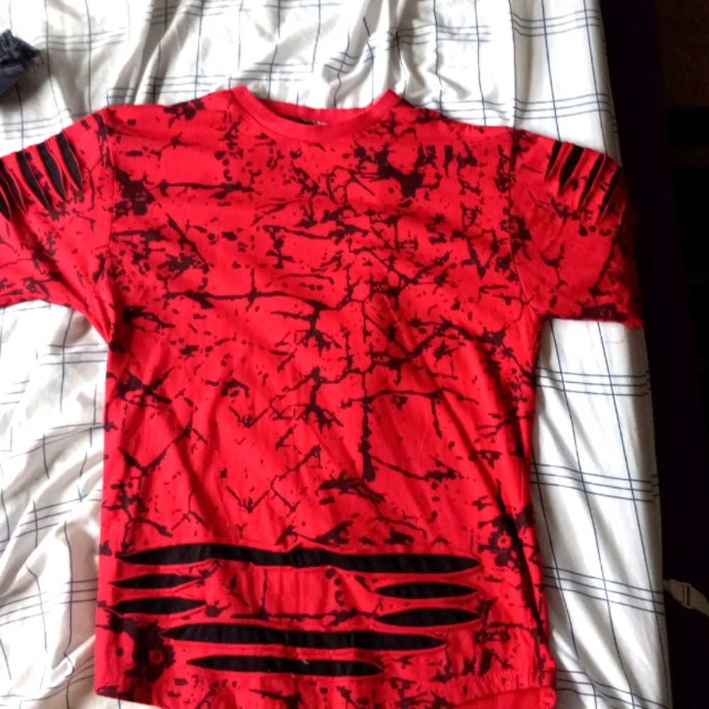 Black Laquer red and black splat shirt
